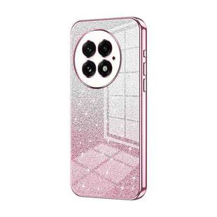 For OnePlus 13 Gradient Glitter Powder Electroplated Phone Case(Pink)