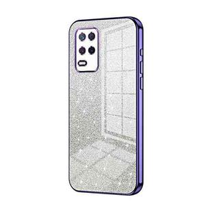 For Realme 8 5G Gradient Glitter Powder Electroplated Phone Case(Purple)