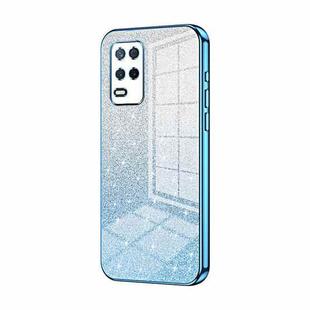 For Realme 8 5G Gradient Glitter Powder Electroplated Phone Case(Blue)
