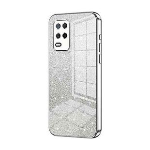 For Realme 8 5G Gradient Glitter Powder Electroplated Phone Case(Silver)