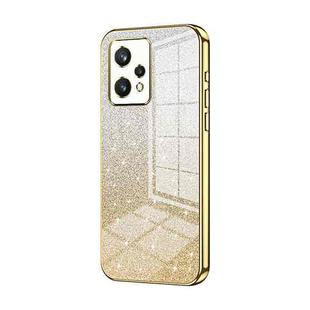 For Realme 9 Pro / Q5 Gradient Glitter Powder Electroplated Phone Case(Gold)