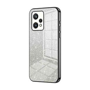 For Realme 9 Pro / Q5 Gradient Glitter Powder Electroplated Phone Case(Black)