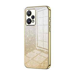 For Realme 9 Pro+ / Narzo 50 Pro Gradient Glitter Powder Electroplated Phone Case(Gold)