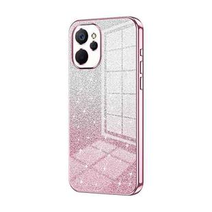 For Realme 9i 5G / 10 5G / 10T Gradient Glitter Powder Electroplated Phone Case(Pink)
