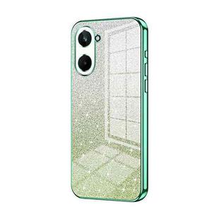 For Realme 10 Pro 5G Gradient Glitter Powder Electroplated Phone Case(Green)