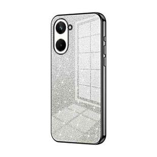 For Realme 10 Pro 5G Gradient Glitter Powder Electroplated Phone Case(Black)