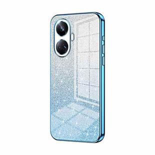 For Realme 10 Pro+ Gradient Glitter Powder Electroplated Phone Case(Blue)