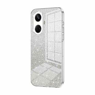 For Realme 10 Pro+ Gradient Glitter Powder Electroplated Phone Case(Transparent)