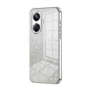 For Realme 10 Pro+ Gradient Glitter Powder Electroplated Phone Case(Silver)