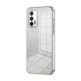 For Realme GT 5G / Q3 Pro 5G Gradient Glitter Powder Electroplated Phone Case(Silver)