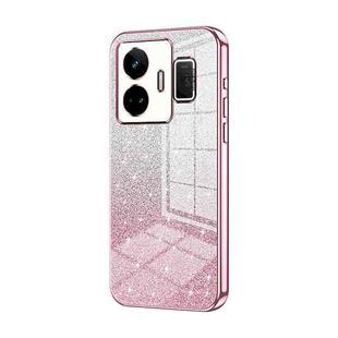 For Realme GT Neo 5 / GT3 Gradient Glitter Powder Electroplated Phone Case(Pink)