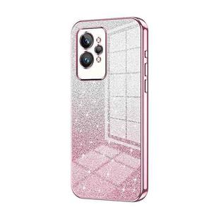 For Realme GT2 Pro Gradient Glitter Powder Electroplated Phone Case(Pink)