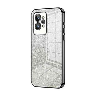 For Realme GT2 Pro Gradient Glitter Powder Electroplated Phone Case(Black)