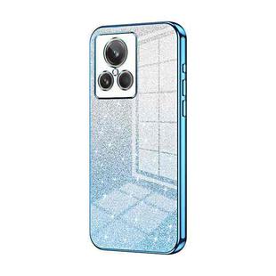 For Realme GT2 Explorer Master Gradient Glitter Powder Electroplated Phone Case(Blue)