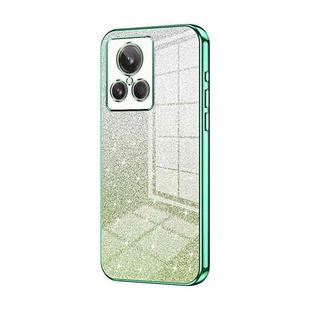 For Realme GT2 Explorer Master Gradient Glitter Powder Electroplated Phone Case(Green)