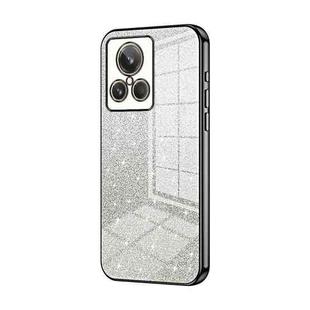 For Realme GT2 Explorer Master Gradient Glitter Powder Electroplated Phone Case(Black)
