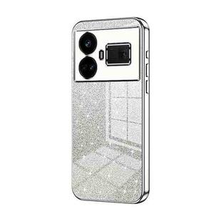 For Realme GT5 Gradient Glitter Powder Electroplated Phone Case(Silver)
