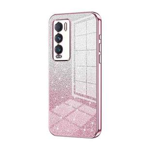 For Realme GT Explorer Master Gradient Glitter Powder Electroplated Phone Case(Pink)