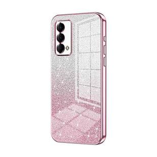 For Realme Q3 Pro Carnival / GT Master Gradient Glitter Powder Electroplated Phone Case(Pink)