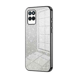 For Realme V11 / V11s 5G Gradient Glitter Powder Electroplated Phone Case(Black)