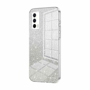 For Realme V15 / X7 India Gradient Glitter Powder Electroplated Phone Case(Transparent)