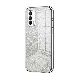 For Realme V15 / X7 India Gradient Glitter Powder Electroplated Phone Case(Silver)