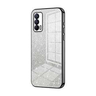 For Realme V15 / X7 India Gradient Glitter Powder Electroplated Phone Case(Black)