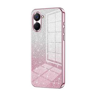 For Realme V20 Gradient Glitter Powder Electroplated Phone Case(Pink)