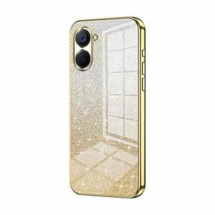 For Realme V20 Gradient Glitter Powder Electroplated Phone Case(Gold)