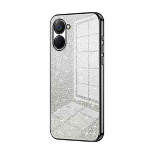 For Realme V20 Gradient Glitter Powder Electroplated Phone Case(Black)