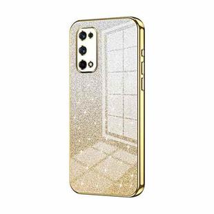 For Realme X7 Pro Gradient Glitter Powder Electroplated Phone Case(Gold)