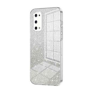 For Realme X7 Pro Gradient Glitter Powder Electroplated Phone Case(Transparent)