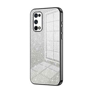 For Realme X7 Pro Gradient Glitter Powder Electroplated Phone Case(Black)