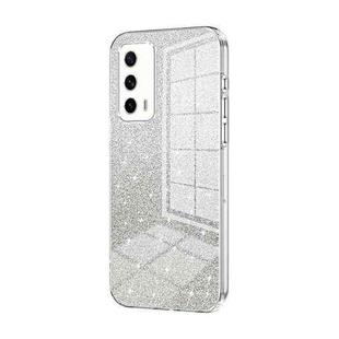 For Realme X7 Pro Ultra Gradient Glitter Powder Electroplated Phone Case(Transparent)