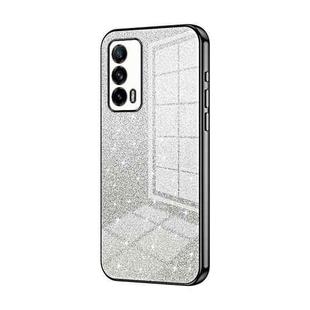 For Realme X7 Pro Ultra Gradient Glitter Powder Electroplated Phone Case(Black)