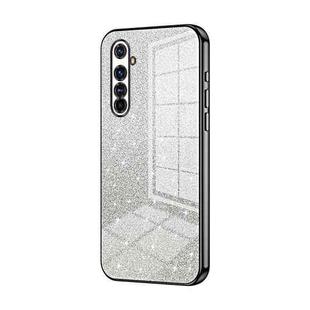 For Realme X50 Pro Gradient Glitter Powder Electroplated Phone Case(Black)