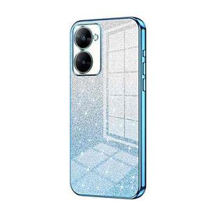 For Realme V30t Gradient Glitter Powder Electroplated Phone Case(Blue)