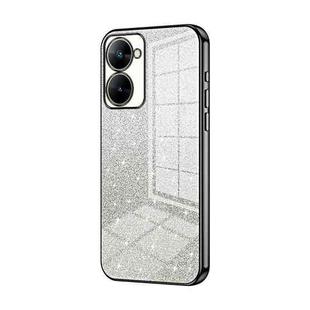 For Realme V30t Gradient Glitter Powder Electroplated Phone Case(Black)