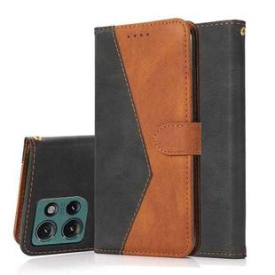 For Motorola Edge 50 5G Dual-color Stitching Leather Phone Case(Black Brown)