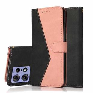 For Motorola Edge 50 Pro Dual-color Stitching Leather Phone Case(Black Rose Gold)