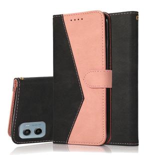 For Motorola Moto E15 Dual-color Stitching Leather Phone Case(Black Rose Gold)
