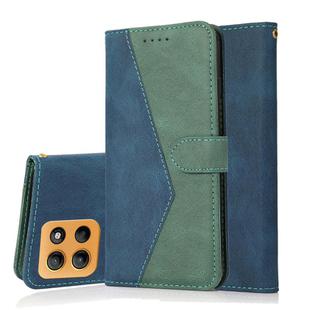 For Motorola Moto G15 Dual-color Stitching Leather Phone Case(Blue Green)