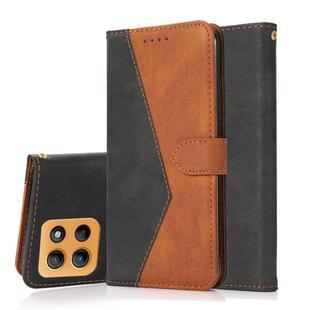 For Motorola Moto G15 Dual-color Stitching Leather Phone Case(Black Brown)