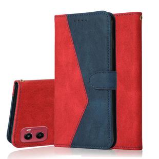 For Motorola Moto G05 Dual-color Stitching Leather Phone Case(Red Blue)