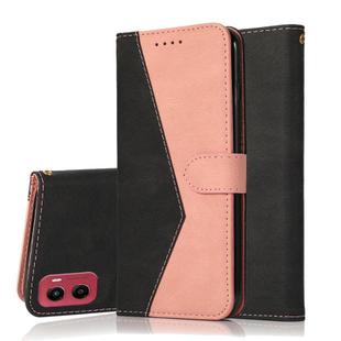 For Motorola Moto G05 Dual-color Stitching Leather Phone Case(Black Rose Gold)