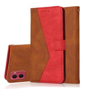 For Motorola Moto G05 Dual-color Stitching Leather Phone Case(Brown Red)
