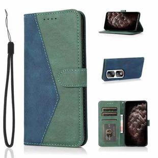 For Honor 90 Pro Dual-color Stitching Leather Phone Case(Blue Green)
