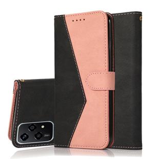 For Honor 200 Lite Global Dual-color Stitching Leather Phone Case(Black Rose Gold)