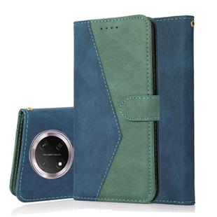 For Honor X9C Dual-color Stitching Leather Phone Case(Blue Green)