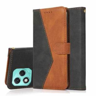 For Honor 400 Lite Global Dual-color Stitching Leather Phone Case(Black Brown)